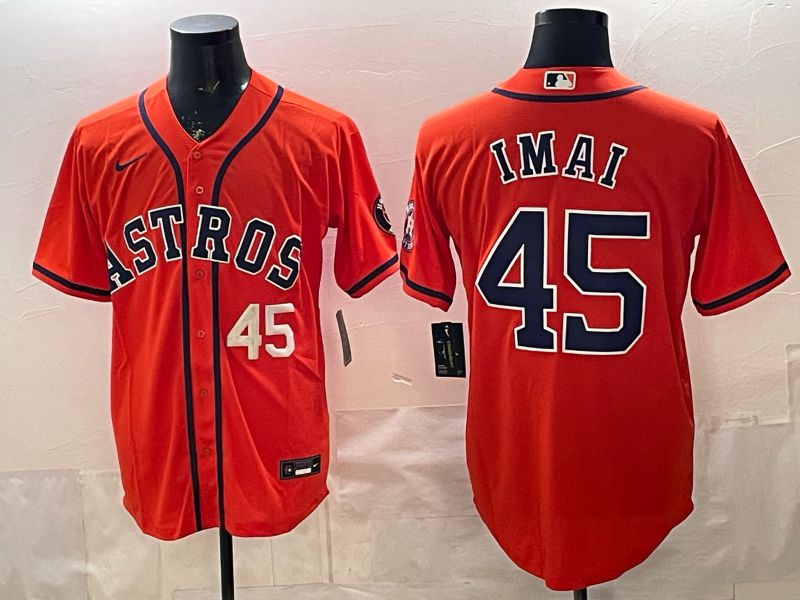 Men 2026 Houston Astros #45 Imai Orange Game Nike MLB Jersey style 003